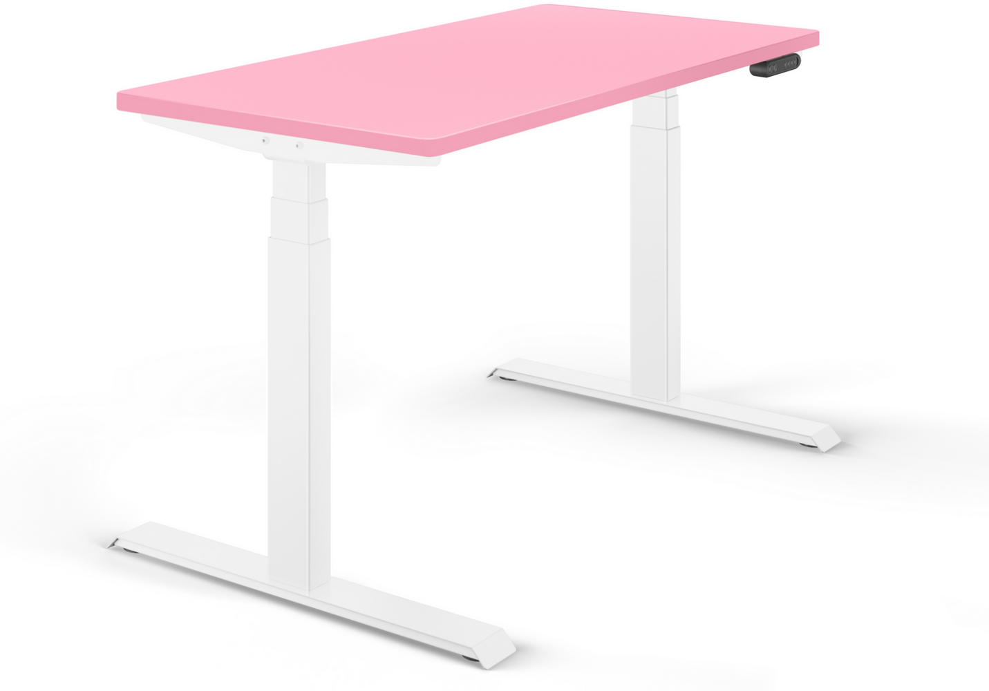 Schreibtisch elektrisch höhenverstellbar REC 120x60cm, Tischplatte Pink mit Gestell Weiss Bild 1