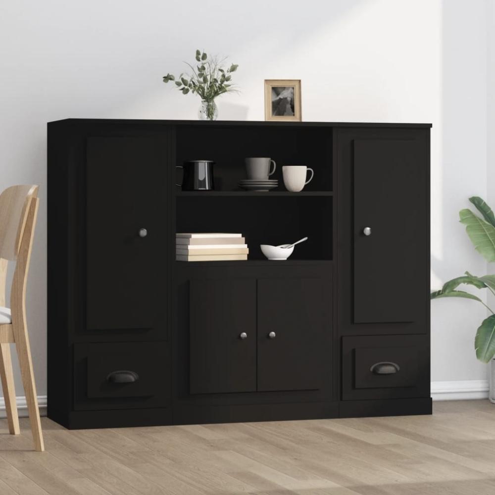 vidaXL Highboards 3 Stk. Schwarz Holzwerkstoff 3185312 Bild 1