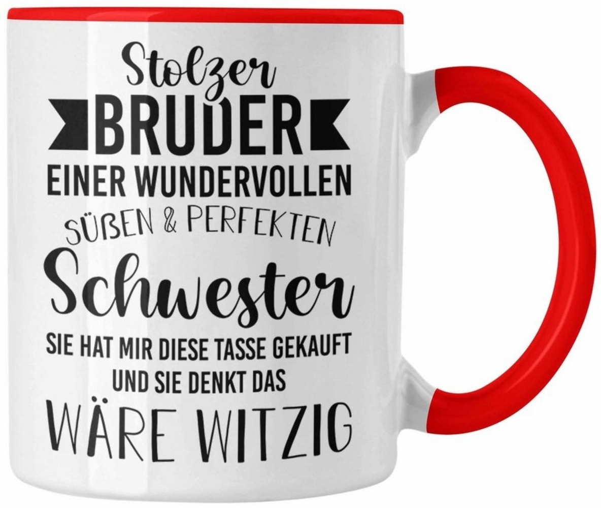 Trendation Tasse Trendation - Bruder Geschenk von Schwester - Stolzer Bruder - Tasse mi Bild 1