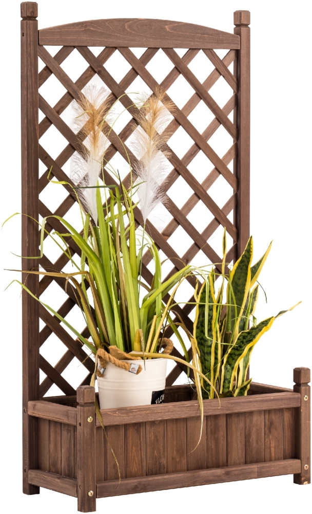 MCombo Pflanzkasten mit Rankgitter 0428, Spalier für Kletterpflanzen Rankkasten, Holz, Natur, 64 x 28 x 115 cm Bild 1