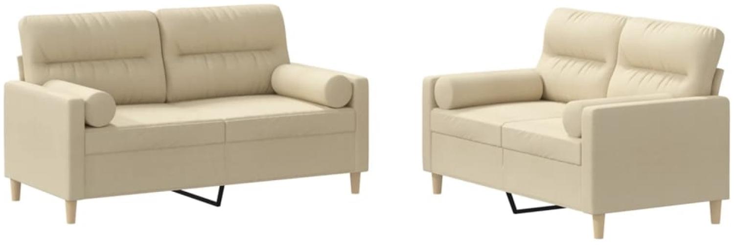 vidaXL 2-tlg. Sofagarnitur mit Kissen Creme Stoff 3201586 Bild 1