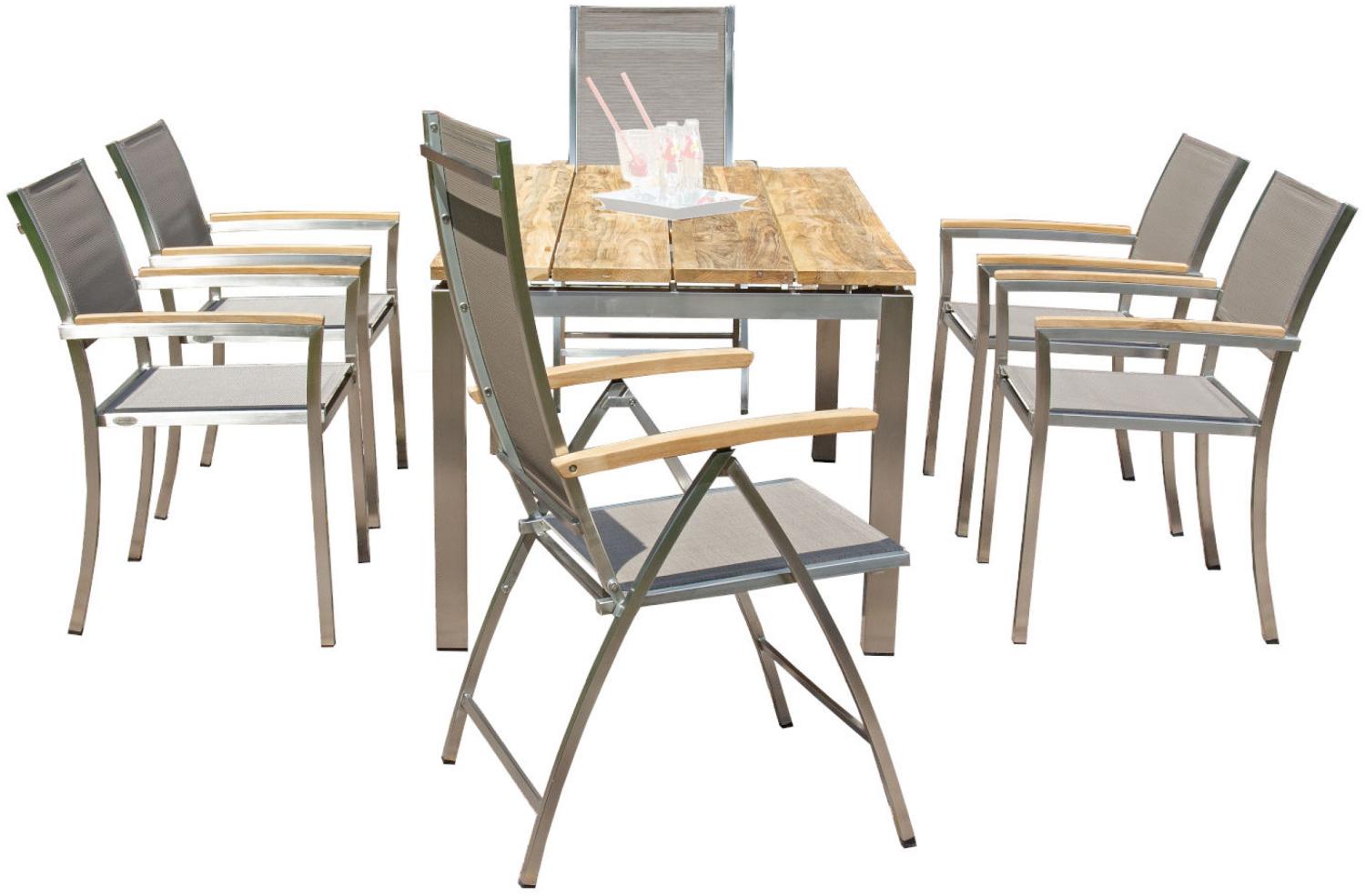 Sonnenpartner 7-teilige Sitzgruppe Paragon & Galaxy & Base 160x90 cm Edelstahl mit Textilen taupe Te Bild 1