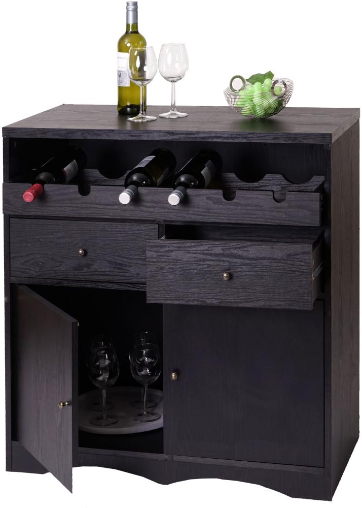 Weinschrank HWC-F65, Weinregal Flaschenregal Holzregal, MVG-zertifiziert 89x80x40cm ~ Eiche-schwarz Bild 1