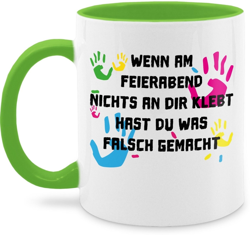 Shirtracer Tasse Wenn am Feierabend nichts an dir klebt I Erzieher Geschenk Erzieherin, Keramik, Erzieher Bild 1