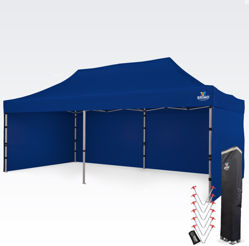 Ausstellungszelt 4x8m - mit 3 Wänden - Blau Bild 1