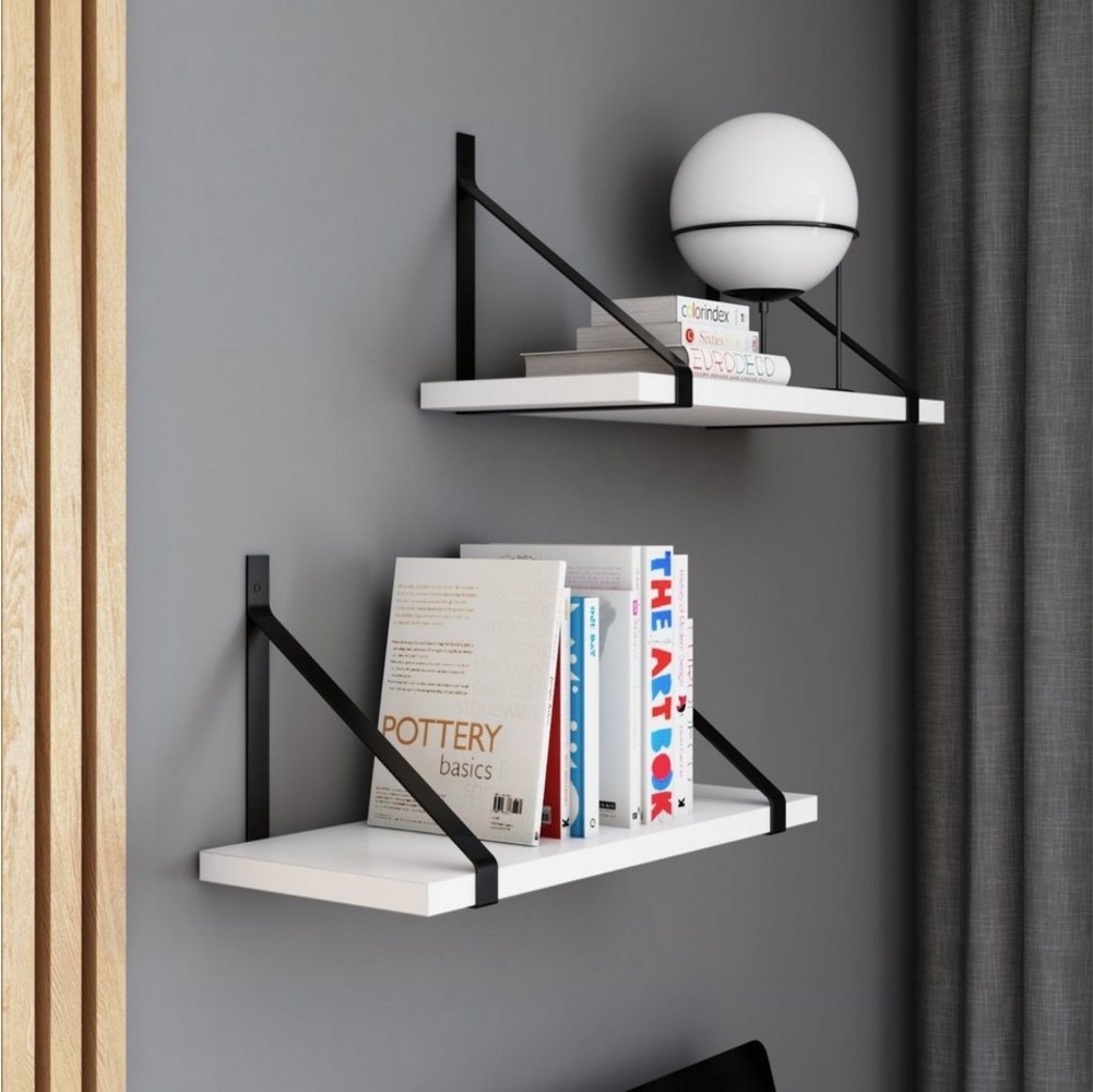 AKKE Wandregal, Hängeregal GINO modern mit schwarzen Befestigungen 2mm PVC LOFT Bild 1