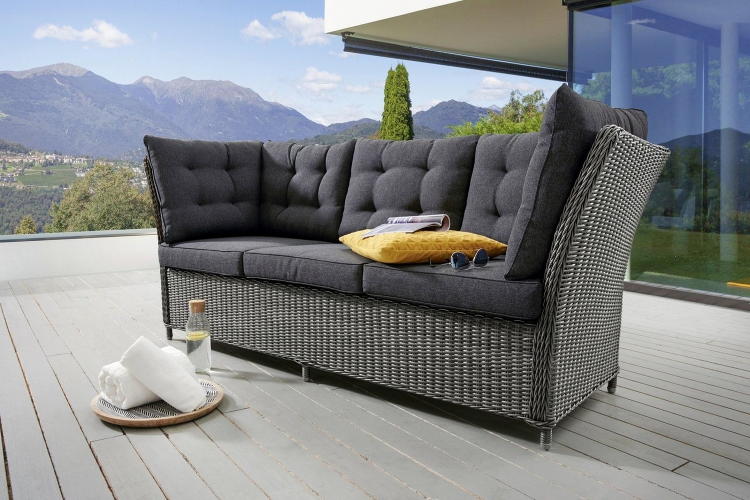 Destiny Loungesofa PALMA, Aluminium, Polyrattan, 3er Bank, inkl. Auflagen Bild 1