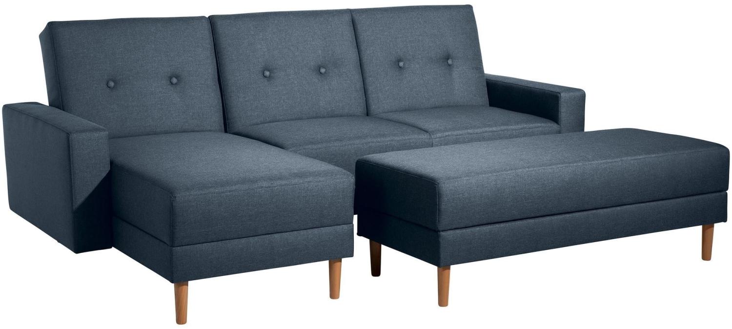 Schlafsofa Kaula Bezug Flachgewebe Erle natur / blau 23016 Bild 1