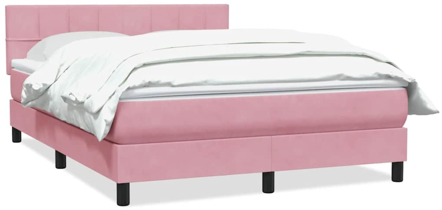 vidaXL Boxspringbett mit Matratze Rosa 140x220 cm Samt 3316262 Bild 1