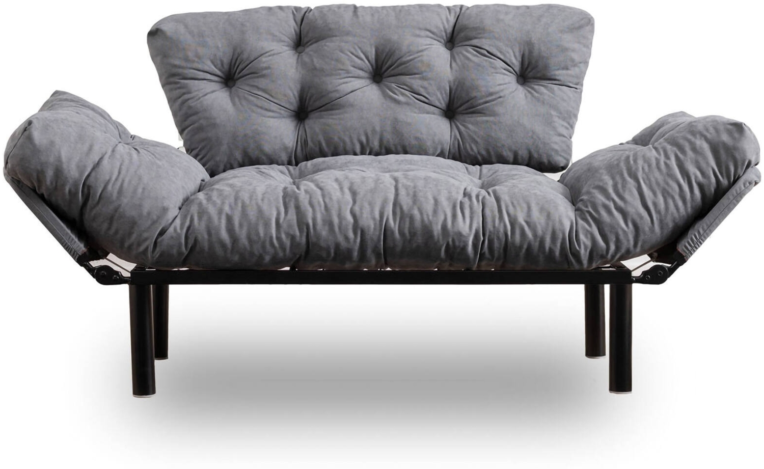 Dmora 2-Sitzer SchlafsofaGuchol, Verwandelbares Sofa, Lineare Stoffstruktur, Schlafsessel mit Stauraum, 155x70 h85 cm, Grau Bild 1
