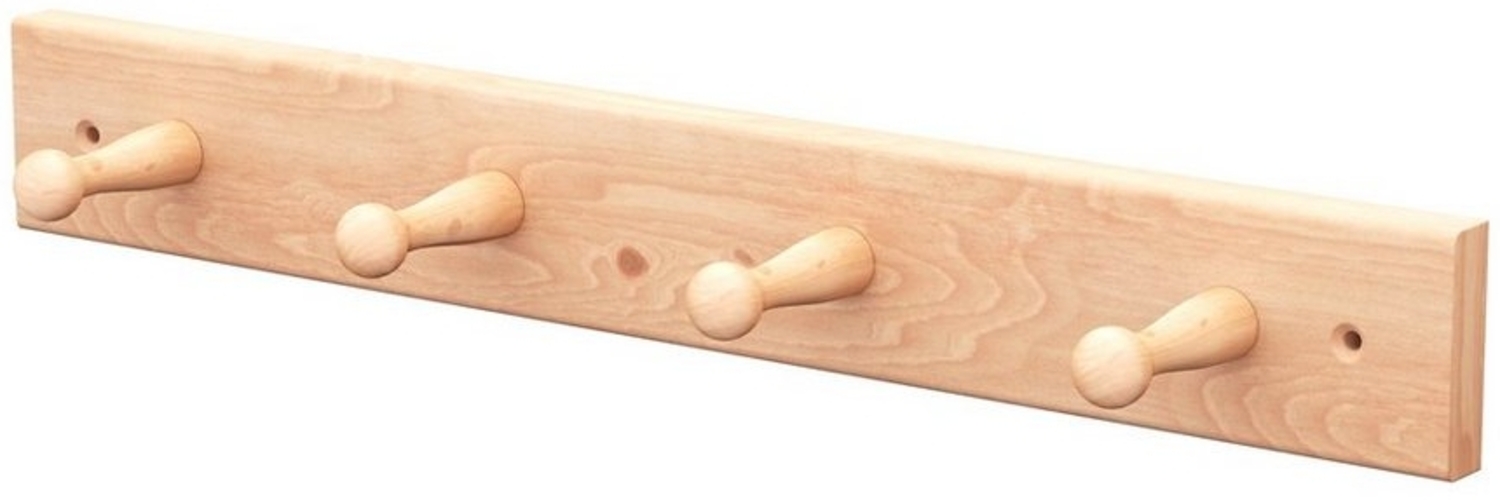 Sossai® Wandgarderobe aus Holz | Natürliche Optik - hochwertiges Buchenholz | HG1 | seidenmatt lakiert | Hakenleiste mit 4 Garderobenhaken | Breite: 41 cm Bild 1