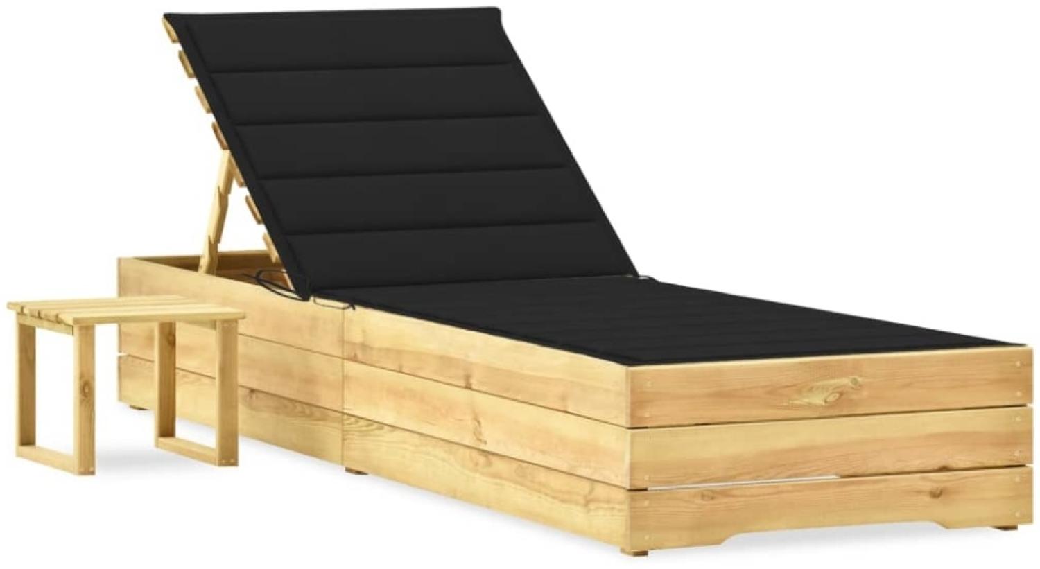 vidaXL Garten-Sonnenliege mit Tisch und Auflage Kiefer Imprägniert 3065931 Bild 1