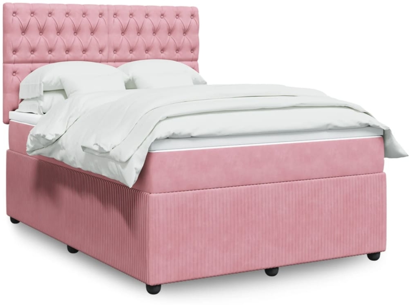 vidaXL Boxspringbett mit Matratze Rosa 140x190 cm Samt 3294645 Bild 1