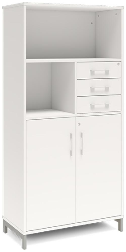 Büroschrank DNA 800x1660 mm Weiß/Schwarz Schubladenmodul 4A4/2A4 Bild 1