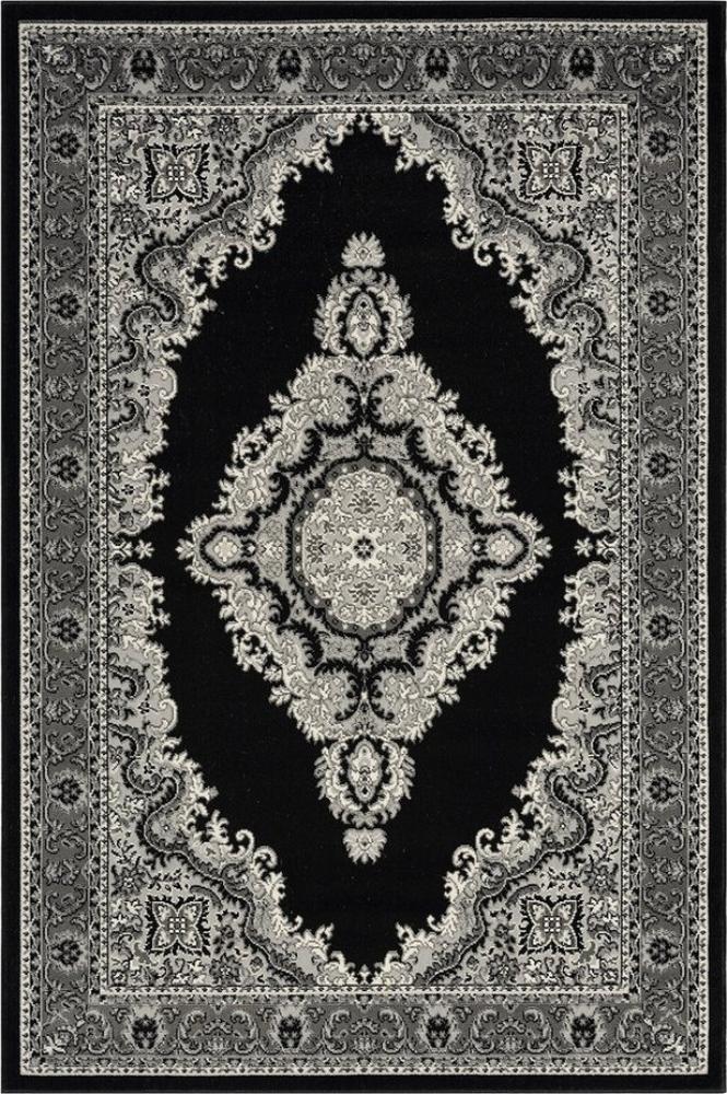 Vimoda Orientteppich Kurzflor Wohnzimmerteppich, rechteckig, Höhe: 8 mm, klassisch, Ornament Muster, mit Bordüre in schwarz Bild 1