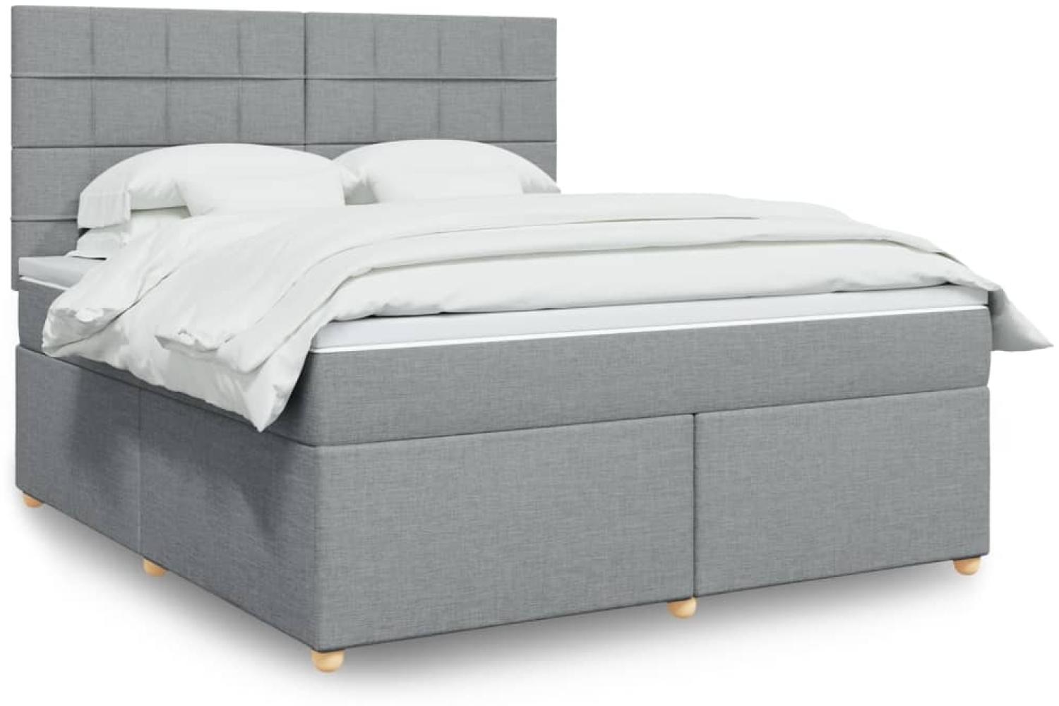 vidaXL Boxspringbett mit Matratze Hellgrau 180x200 cm Stoff 3293659 Bild 1