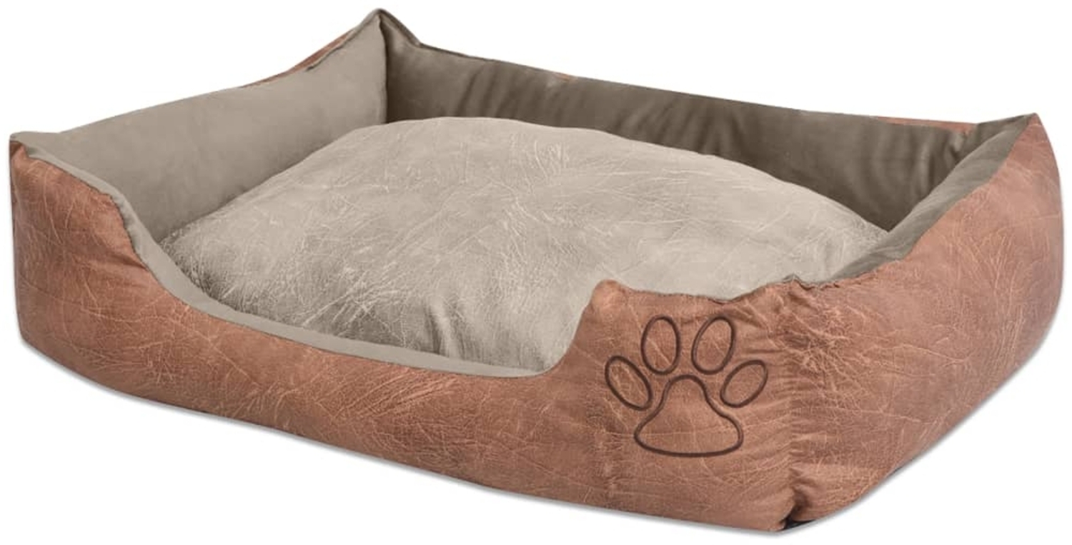 vidaXL Hundebett mit Kissen PU Kunstleder Größe L Beige 170427 Bild 1