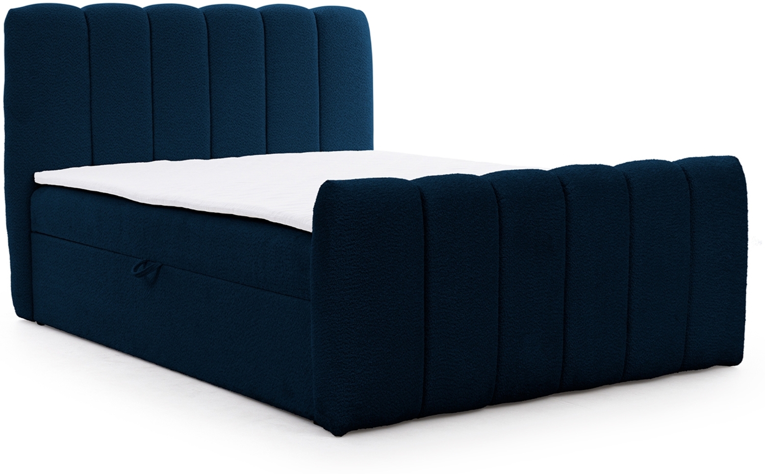 MEBLINI Boxspringbett NOMADE 140x200 cm mit Bettkasten – H3/Marineblau Boucle Polsterbett - Doppelbett mit Topper & Bonellfederkern-Matratze Bild 1