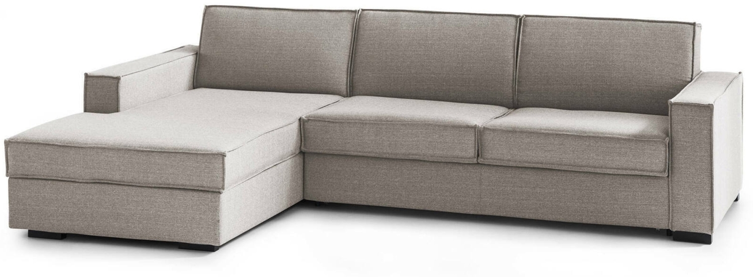 Dmora Schlafsofa mit Halbinsel Albenga, drehbares Sofa zum Öffnen, Aufbewahrungshalbinsel links, schmale Armlehnen, 100 % Made in Italy, 260 x 95 x 90 cm, Taubengrau Bild 1