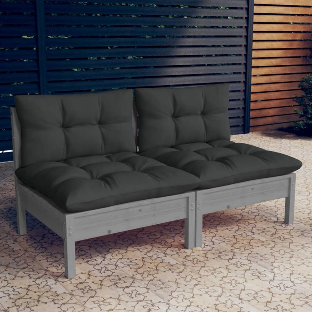 vidaXL 2-Sitzer-Gartensofa mit Anthrazit Kissen Massivholz Kiefer 3095994 Bild 1