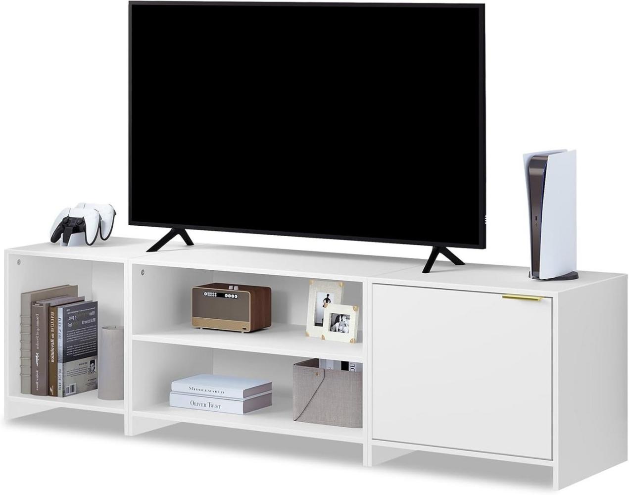 Woltu TV-Schrank für Fernseher bis zu 70 Zoll, 3-in-1 Fernsehschrank, 160x45x39 cm Bild 1