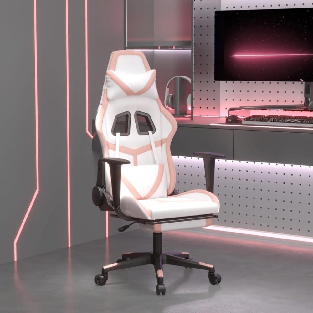 vidaXL Gaming-Stuhl mit Fußstütze Weiß und Rosa Kunstleder 3143684 Bild 1