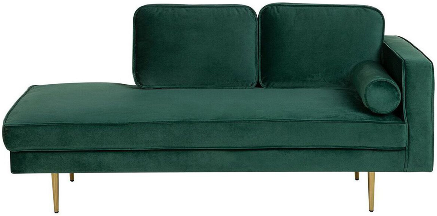 Chaiselongue Samtstoff smaragdgrün rechtsseitig MIRAMAS Bild 1