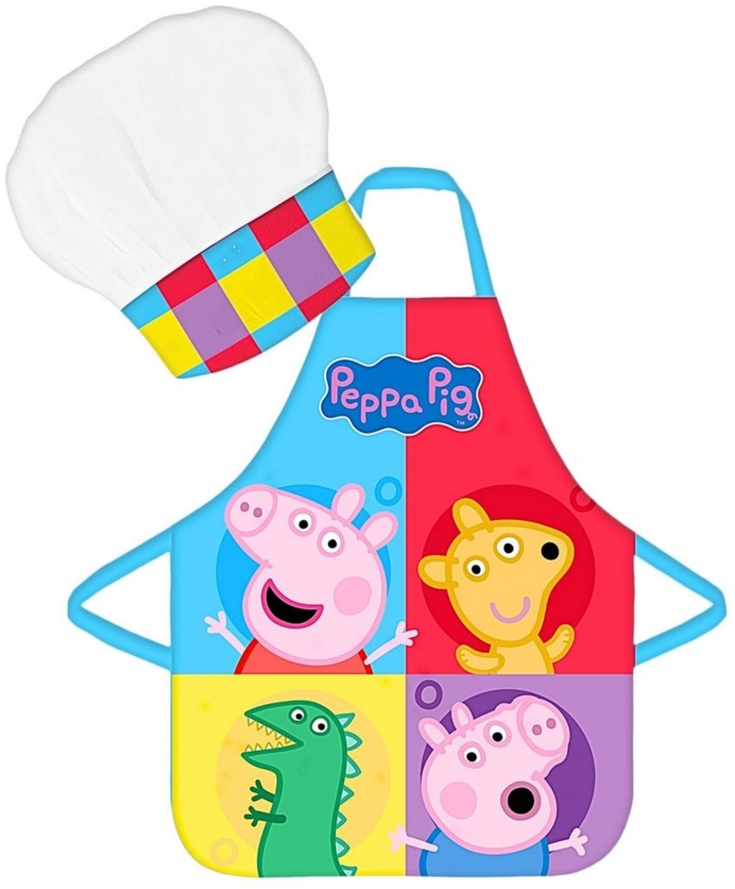 Peppa Pig Kochschürze Peppa Wutz & Freunde, (2-tlg), Kinder Koch-Set 2 tlg. Backschürze + Chefmütze Bild 1