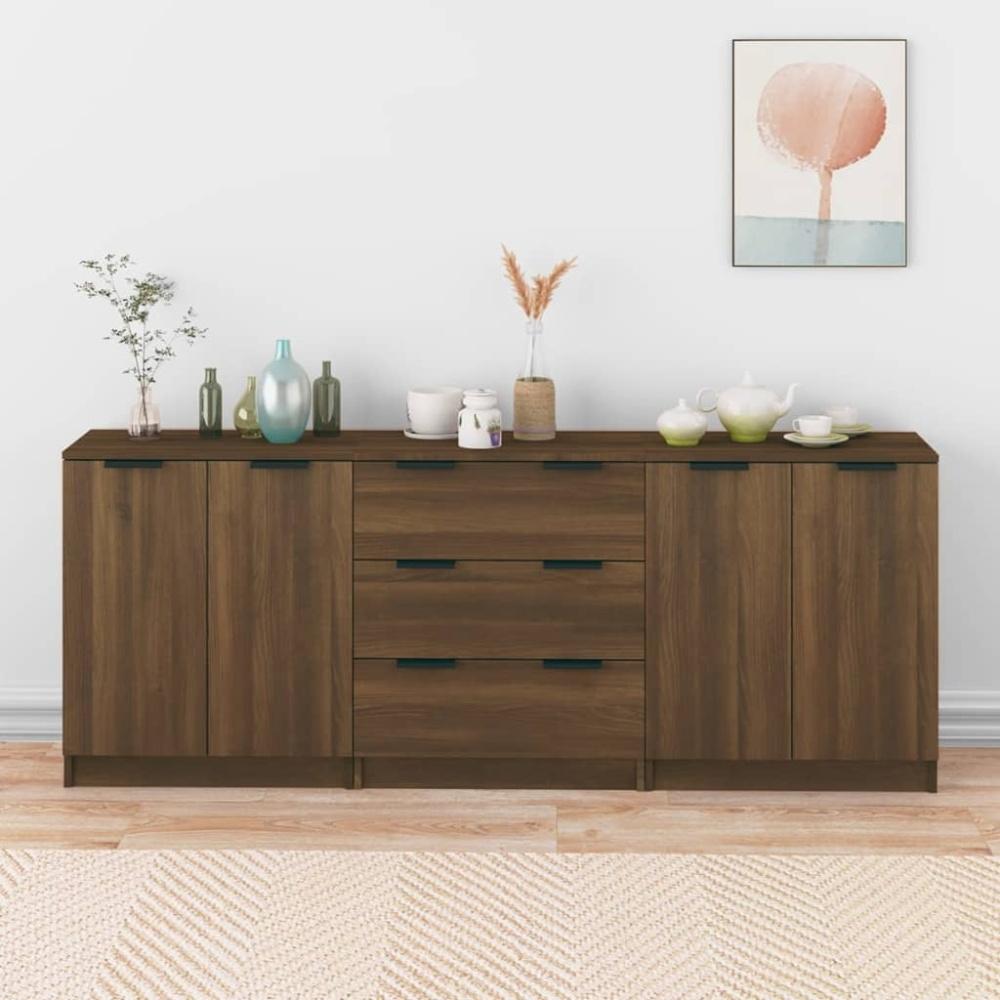 vidaXL 3-tlg. Sideboard-Set, Holzwerkstoff Braun Bild 1