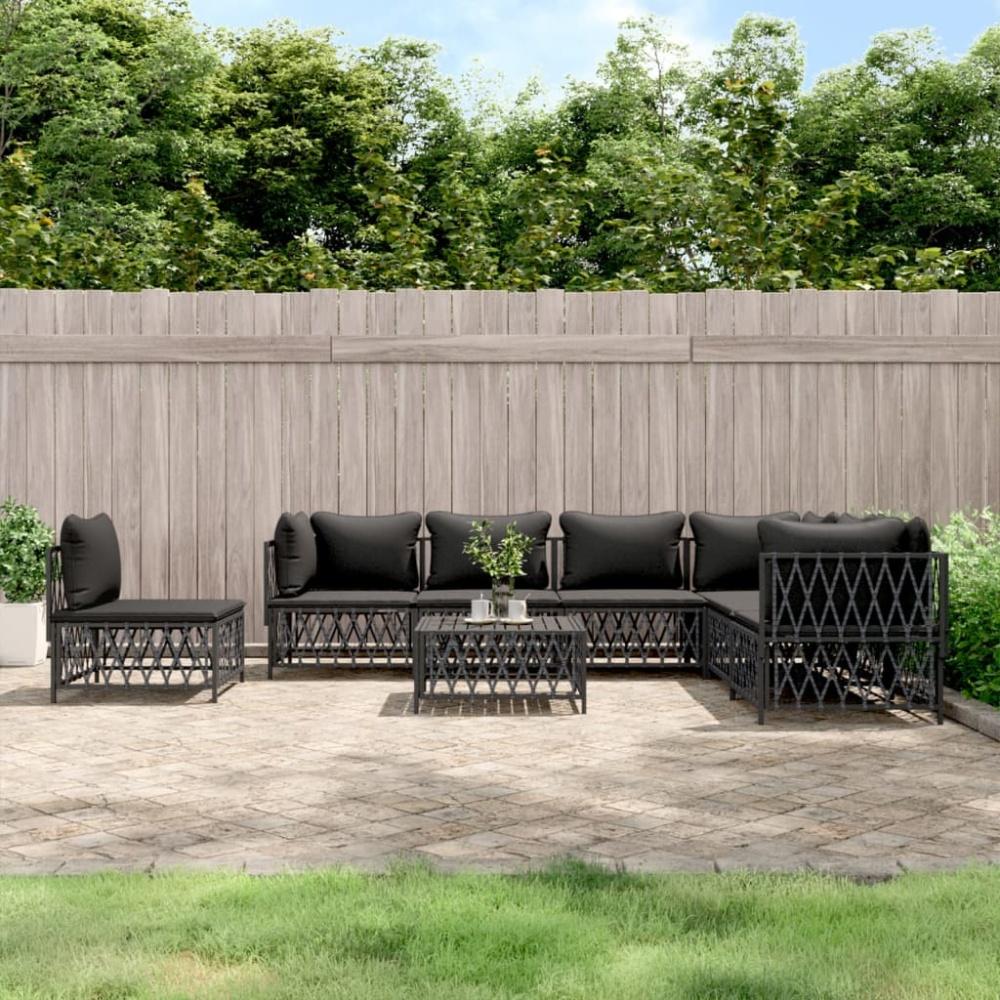 vidaXL 8-tlg. Garten-Lounge-Set mit Kissen Anthrazit Stahl 3186891 Bild 1