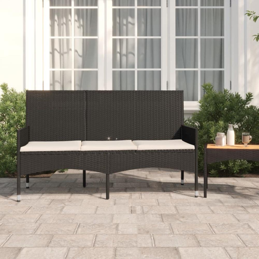 vidaXL Gartenbank 3-Sitzer mit Kissen Schwarz Poly Rattan 319492 Bild 1