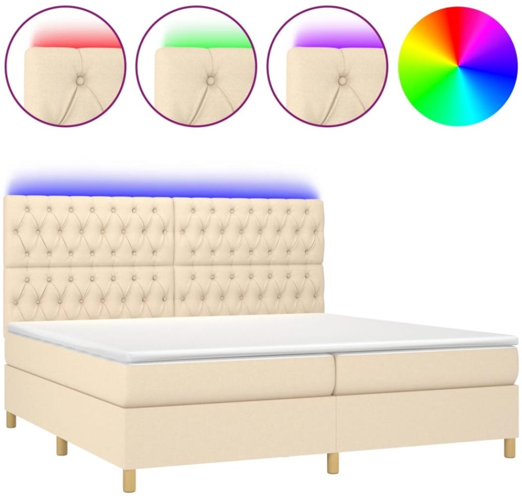 vidaXL Polsterbett mit Matratze & LED Creme 200x200 cm Stoff, Härtegrad: H2 [3135706] Bild 1