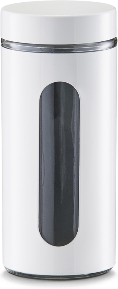 ZELLER 19792 Vorratsglas 1200 ml mit Metallmantel WEISS, pulverbeschichtet Bild 1