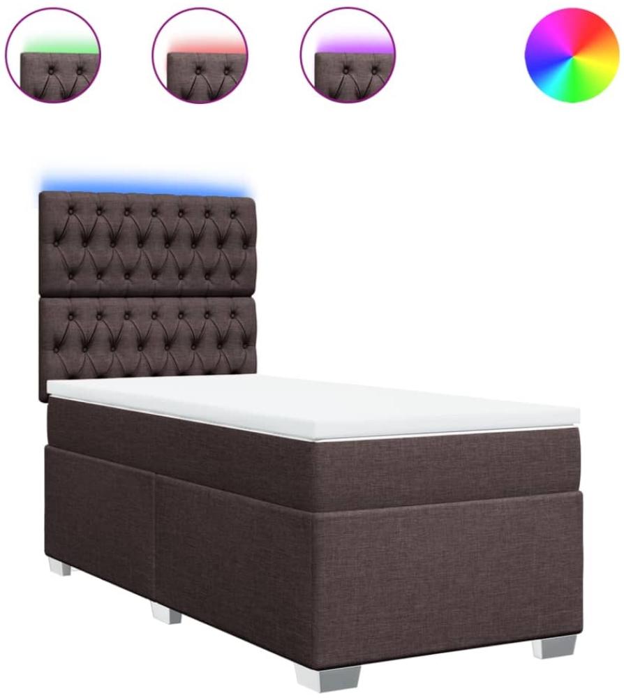 vidaXL Boxspringbett mit Matratze Dunkelbraun 100x200 cm Stoff 3292709 Bild 1