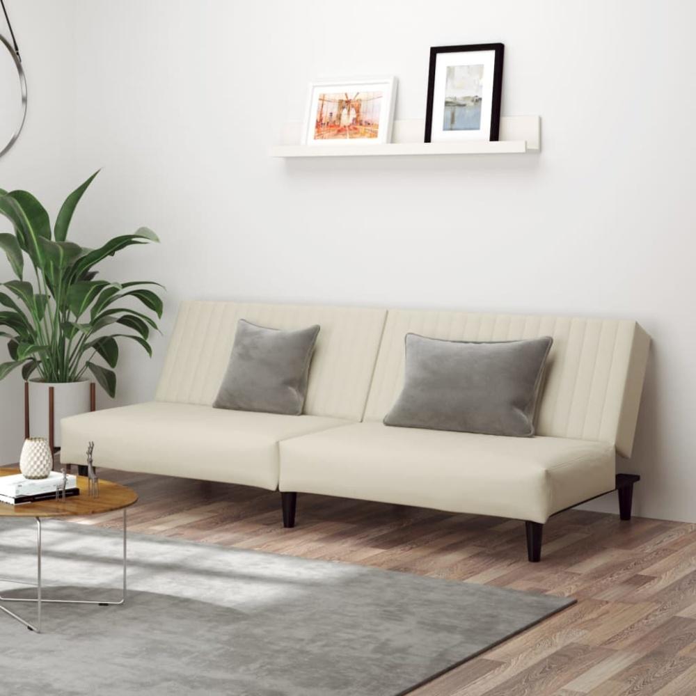 vidaXL Schlafsofa 2-Sitzer Creme Samt Bild 1