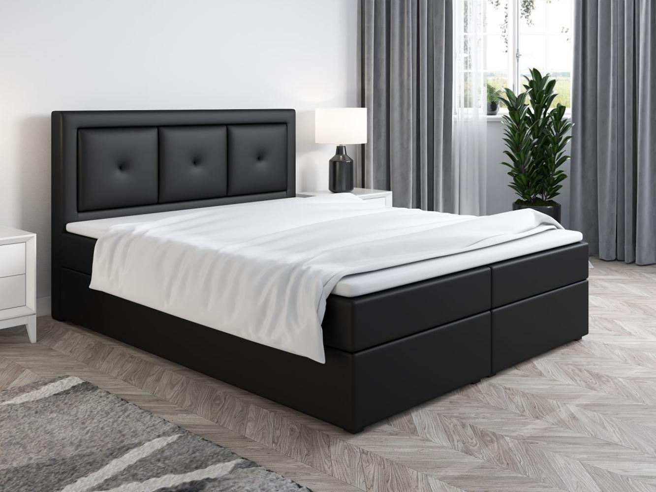 Boxspringbett Schlafzimmerbett MILES 160x200cm Schwarz inkl. Bettkasten Bild 1