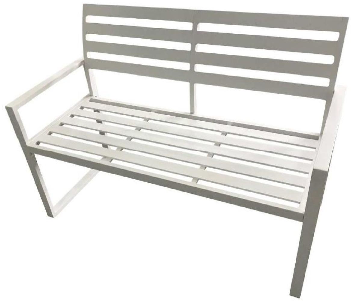 Gartenbank 2-sitzer 122 cm Aluminium weiss Bild 1