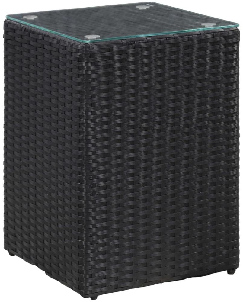 vidaXL Beistelltisch mit Glasplatte Schwarz 35x35x52 cm Poly Rattan 46982 Bild 1