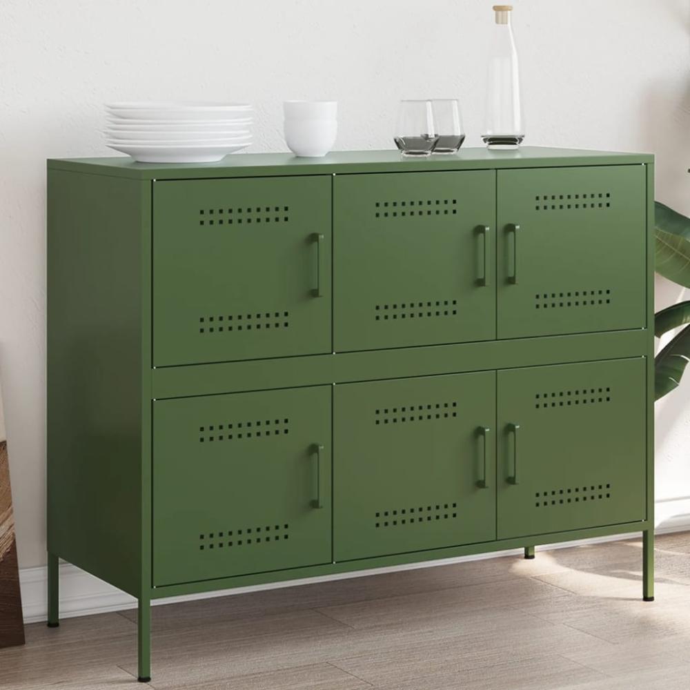 vidaXL Sideboard Olivgrün 100,5x39x79 cm Stahl 843100 Bild 1