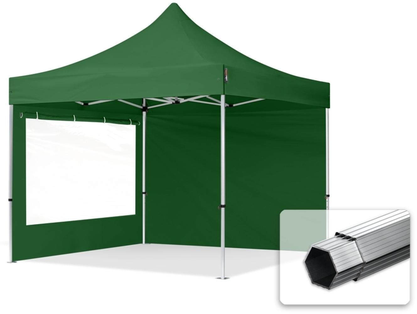 3x3 m Faltpavillon PROFESSIONAL Alu 40mm, Seitenteile mit Panoramafenstern, dunkelgrün Bild 1