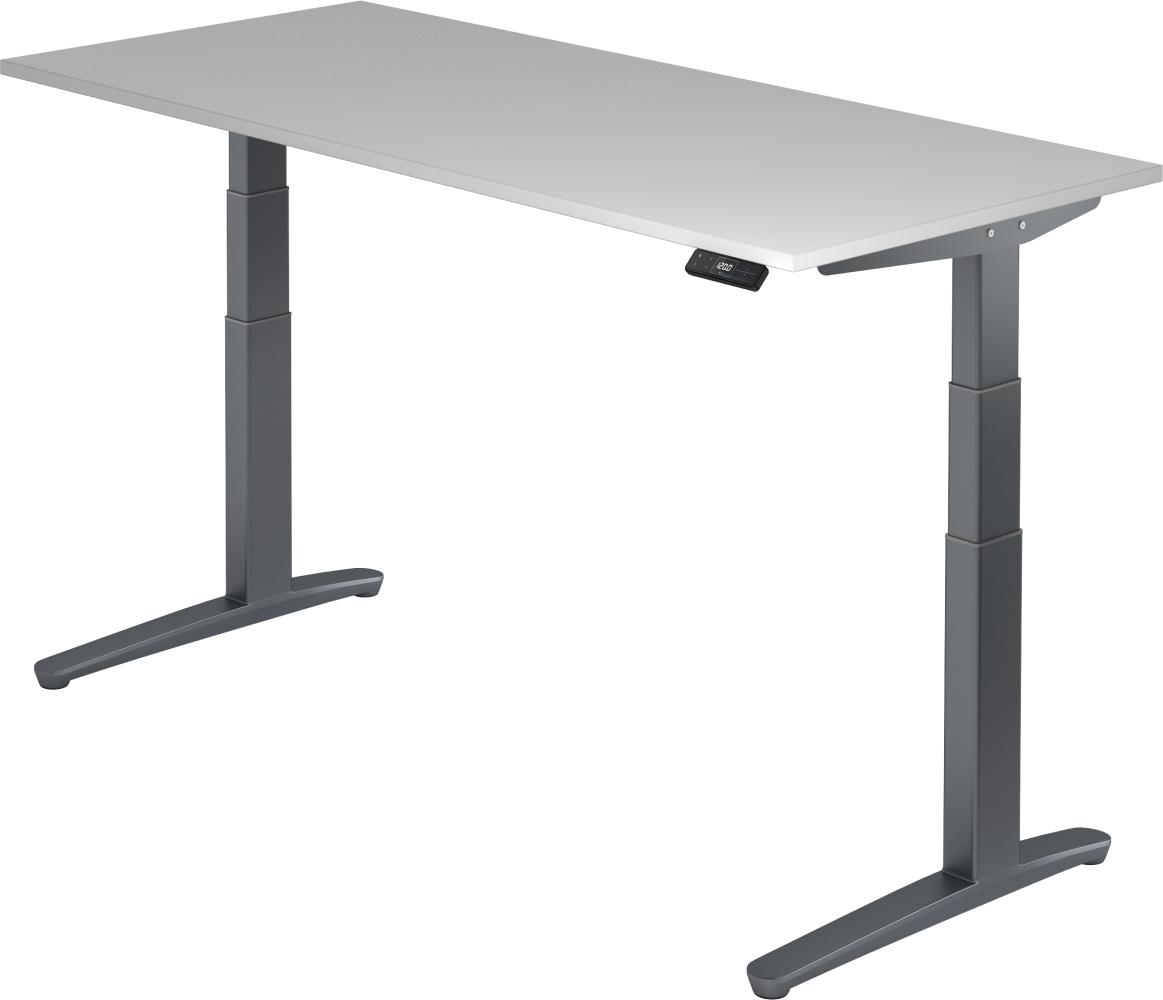 bümö elektrisch höhenverstellbarer Schreibtisch 180x80 cm mit Memory-Steuerung - Design Schreibtisch höhenverstellbar elektrisch, elektrischer Schreibtisch grau, Gestell graphit, XBHM19-5-GG Bild 1