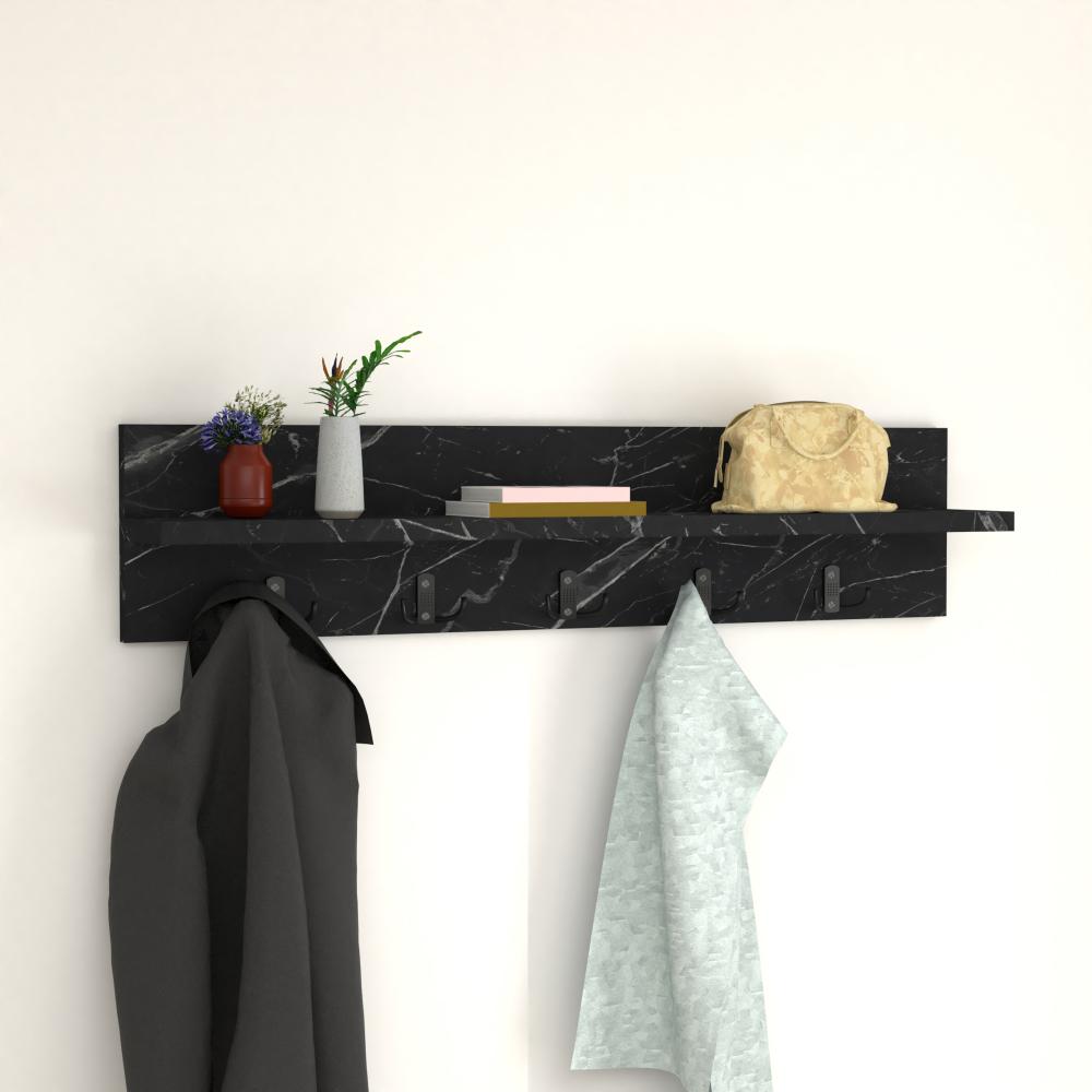 Wandgarderobe Hammarö 80x11x18cm Marmoroptik, schwarz [en. casa] Bild 1