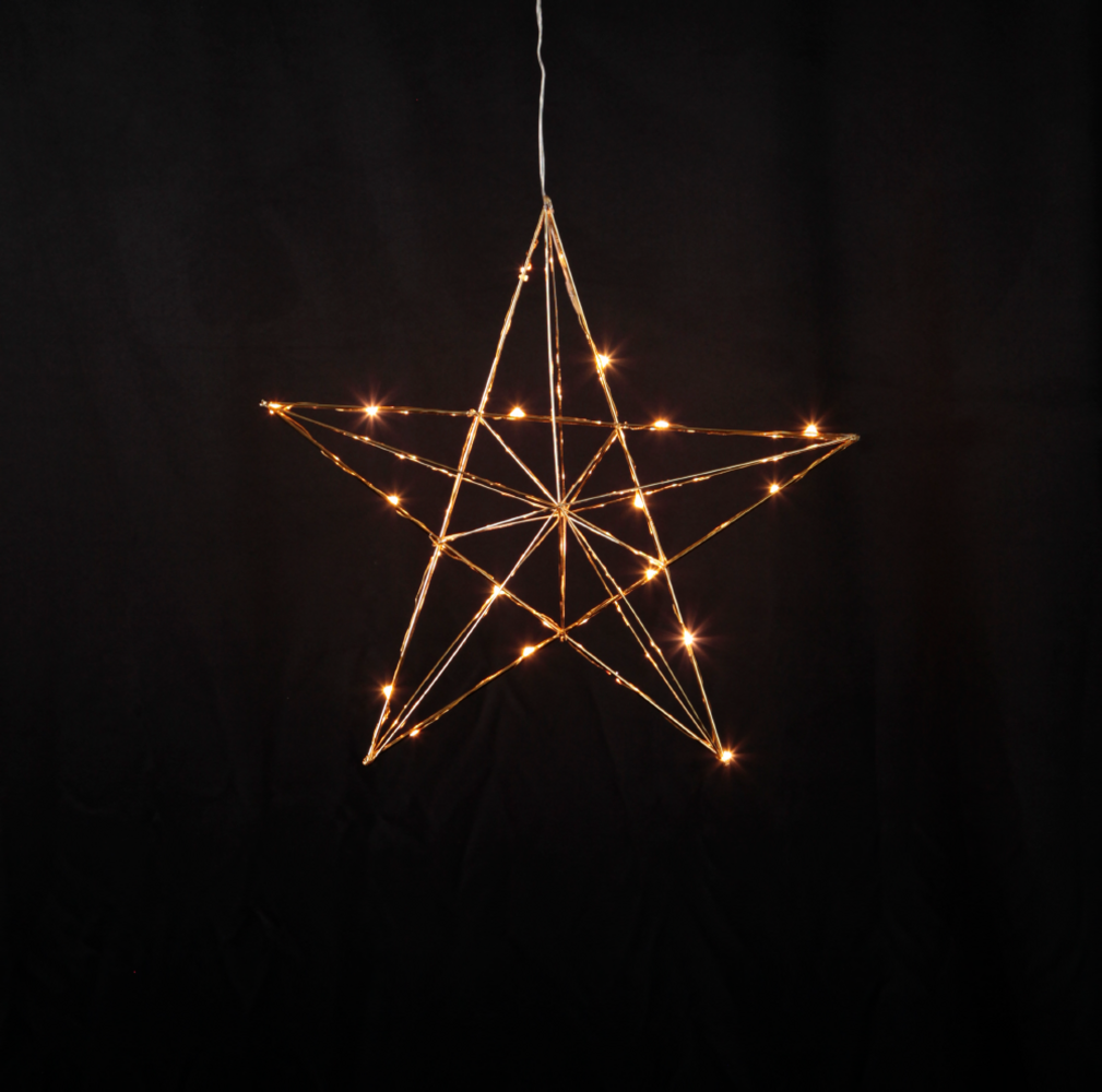 EGLO LED Weihnachtsdeko mit Dekostern zum Aufhängen, Hängedekoration Weihnachten mit Timer, Fenster Weihnachtsstern hängend aus Metall in Messing, warmweiß Bild 1