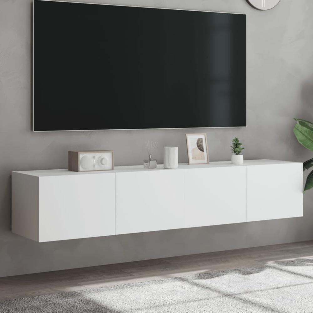 vidaXL TV-Wandschränke mit LED-Leuchten 2 Stk. Weiß 80x35x31 cm 837282 Bild 1