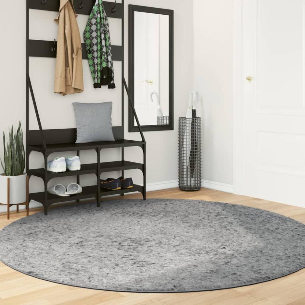 vidaXL Shaggy-Teppich PAMPLONA Hochflor Modern Grau Ø 200 cm 375269 Bild 1