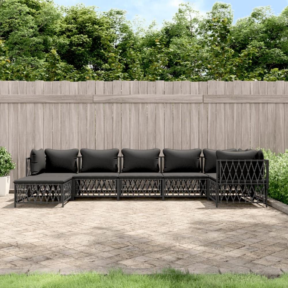 vidaXL 7-tlg. Garten-Lounge-Set mit Kissen Anthrazit Stahl 3186897 Bild 1