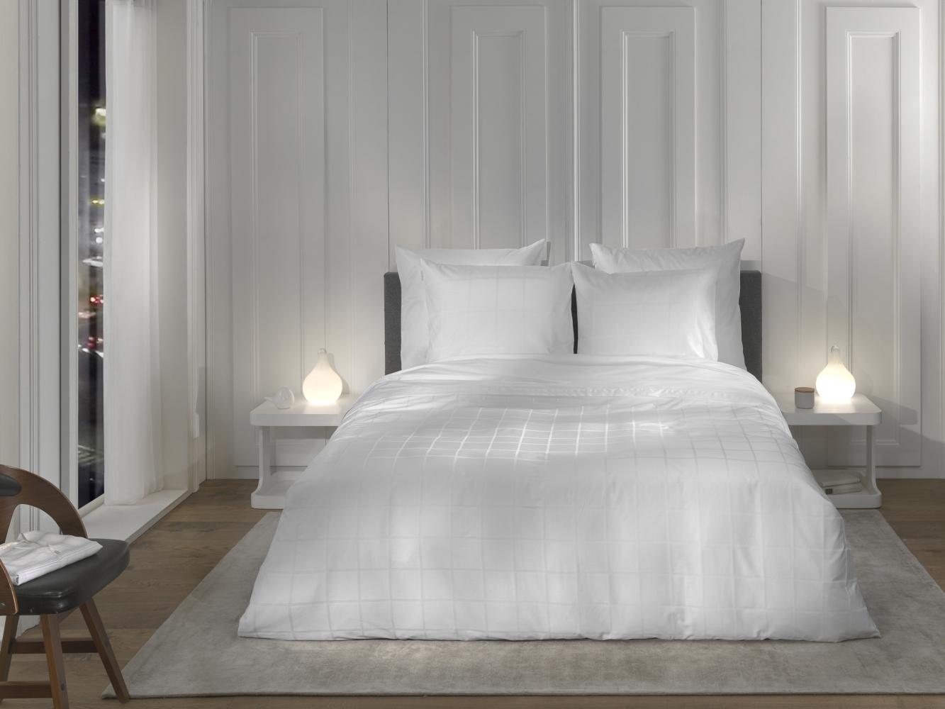 Heckett and Lane Bettwäsche Diamante 1 Bettwäsche 140x220 cm mit 1 Kopfkissen 60x70 cm 100% Baumwolle Mako-Satin White Bild 1