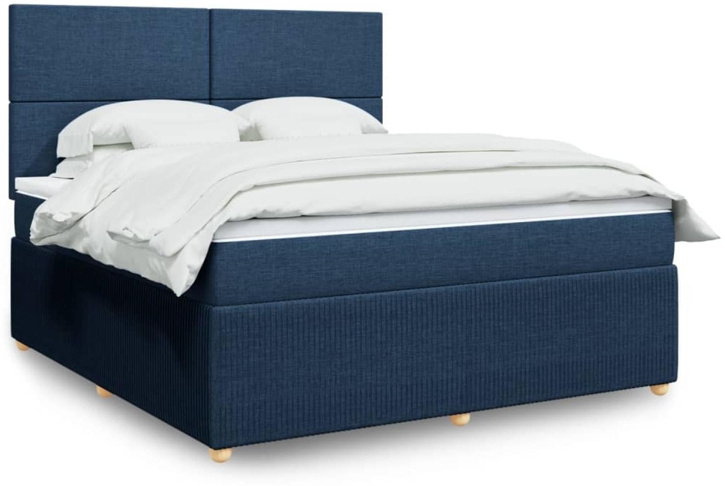 vidaXL Boxspringbett mit Matratze Blau 180x200 cm Stoff 3292134 Bild 1