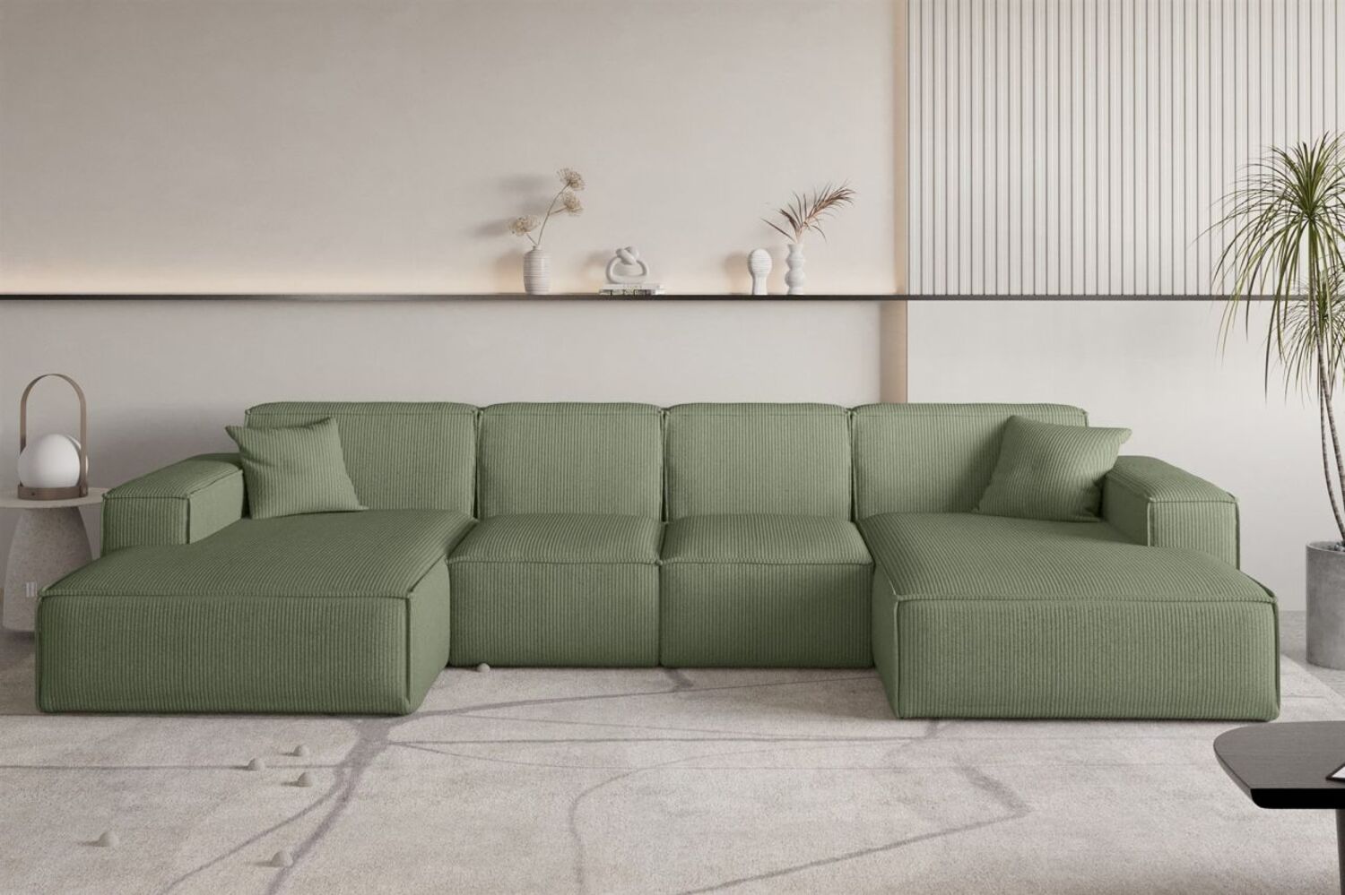 Wohnlandschaft Sofa U-Form CELES PREMIUM XS in Stoff Scala Forest Bild 1