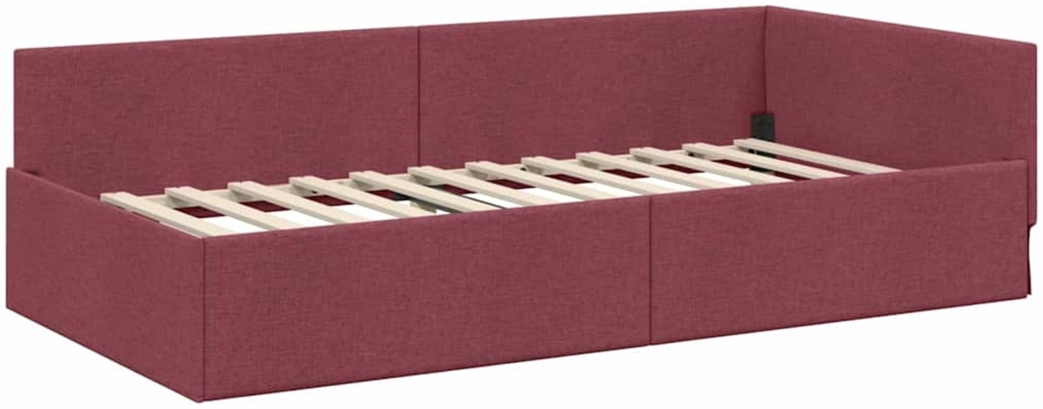 vidaXL Eckbettgestell mit Kopfteil Weinrot 100 cm x 200 cm Stoff 42016054 Bild 1